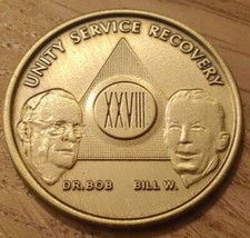 28 Year Alcoholics Anonymous AA Founders Bronze Medallion Coin Sobriety Chip.