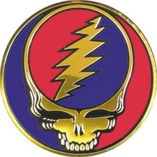 GRATEFUL DEAD - SKULL LOGO - METAL STICKER 3x3 - BRAND NEW - CAR DECAL 2808