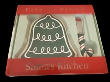 Fitz and Floyd Santa's Kitchen Bell Shape Snack Plate and Spreader