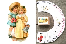 Playing Cards (Poker Deck 54 Cards) Happy Kids Playing Vintage Cute Scenes 059