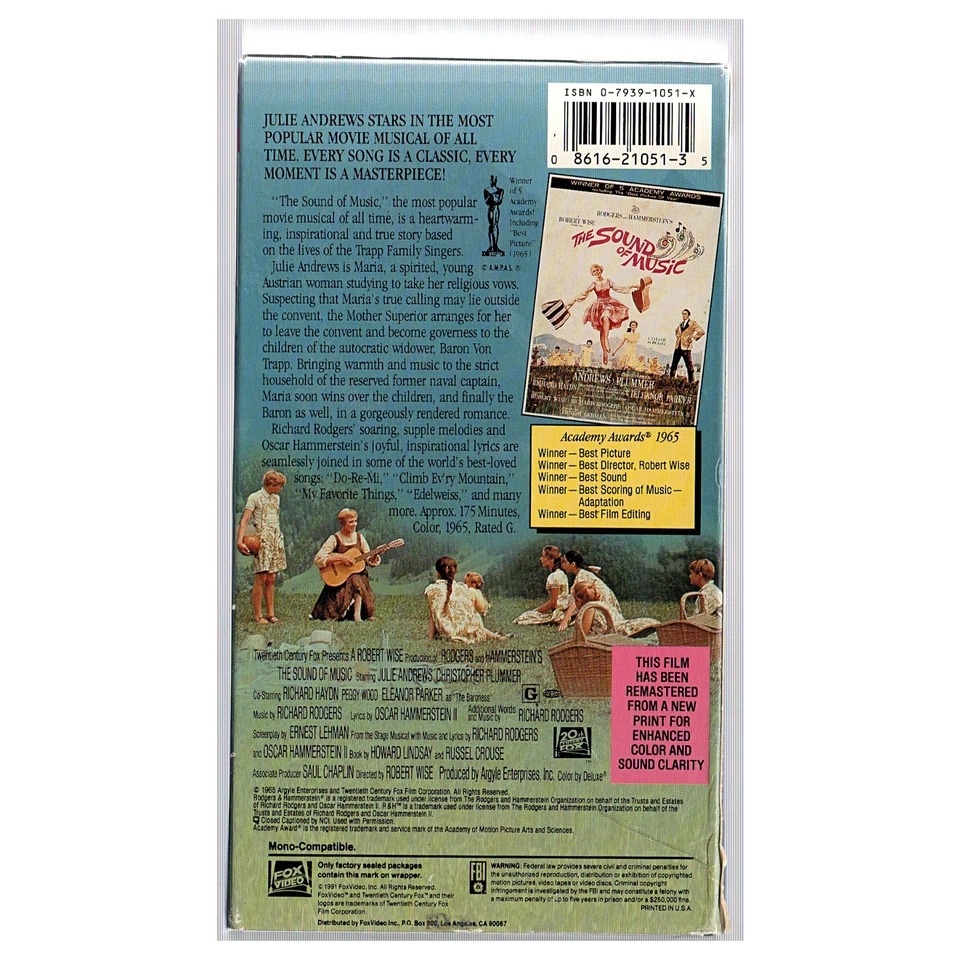 The Sound Of Music (VHS, 1991, 2-Tape Set) Julie Andrews - Fox Video - Used - Image 3 of 3