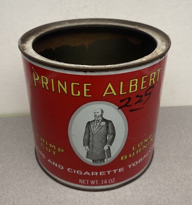 VINTAGE Prince Albert Crimp Cut, 14 oz Tobacco Tin Can No Lid