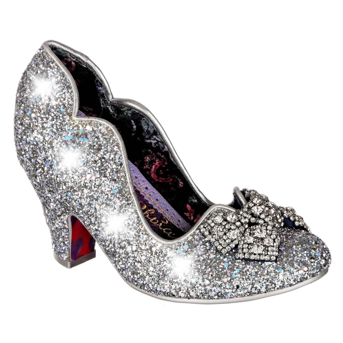 Irregular Choice Deck The Halls Silver Sparkling Glitter Shoes