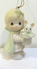 "THE MAGIC STARTS WITH YOU" ORNAMENT/ GIRL & RABBIT IN MAGIC HAT