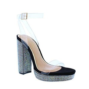 clear strap platform chunky heels
