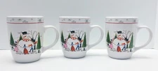 Set of 3 Wilson & Wilson Folk Art Snowman Coffee/Tea Mugs/Cups Gibson Winter Kid