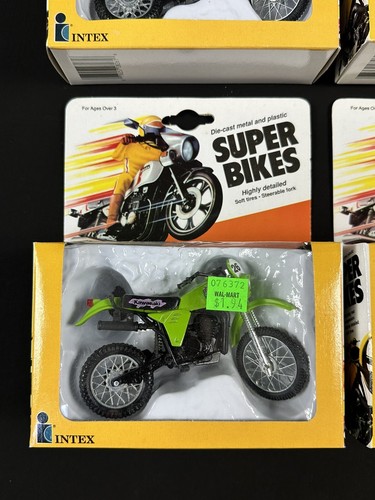 (6) 1982 1/18 Super Bikes Suzuki RM, Kawasaki, Maico, Diecast Intex Zee Toys NIB - Picture 2 of 9