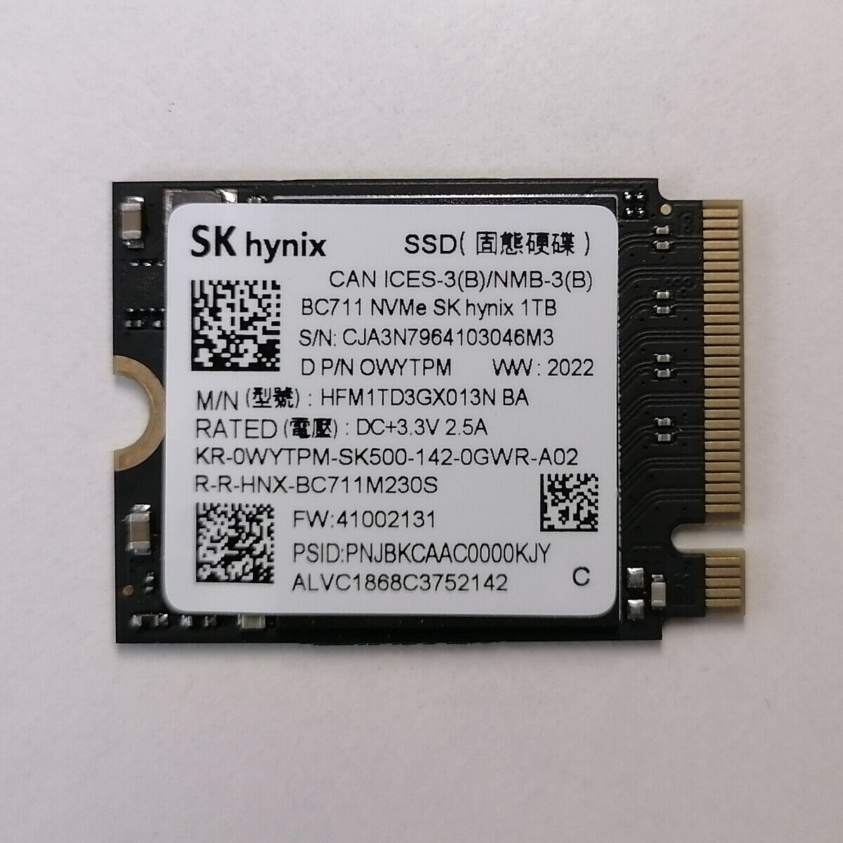 SkHynix BC711 SSD 2230 1TB Surface 8 pro