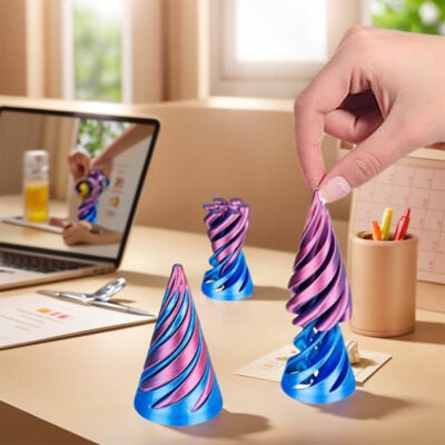2 Stück Impossible Cone Pyramid Spielzeug | Anti-Stress Fidget Toy Mit Spiraleffekt | Desktop Deko Für Kinder & Erwachsene