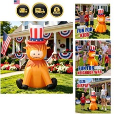 4 FT Tall 4th of July Inflatables Yard Decorations Highland Cow, 4th of July ...