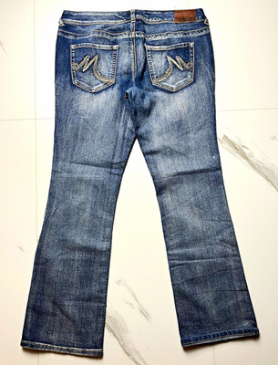 maurices Damen Bootcut Jeans Blau M Kurzgröße 70cm Denim Five-Pocket
