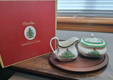 SPODE CHRISTMAS TREE 4 PIECE SUGAR  CREAMER SET NEW IN BOX