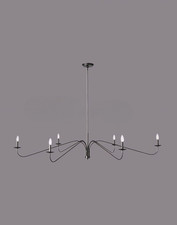 Mid Century Modern 6-Light Linear Chandelier Black Dining Ceiling Light Pendant