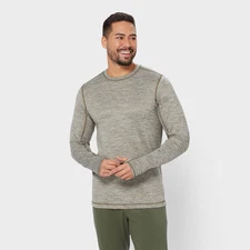 Men’s Noorvik Base Layer Crew - Warm Cold Weather Thermal Top, Oakmoss Heather