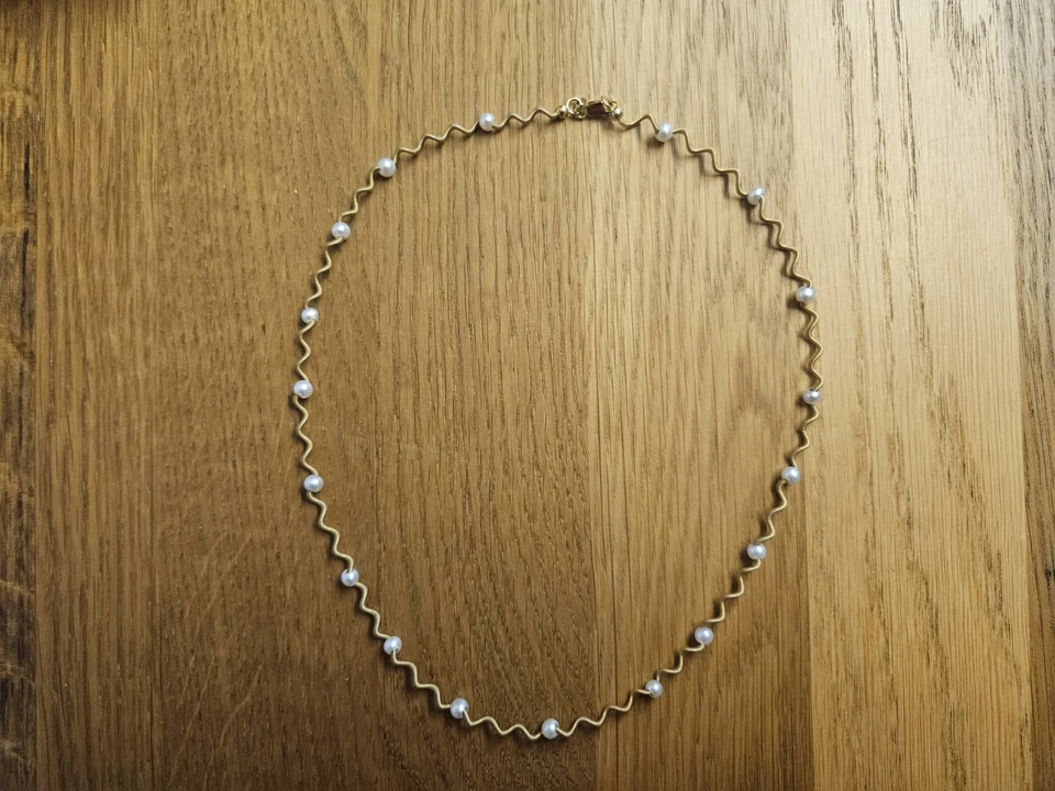 Goldkette 585 mit kleinen Perlen,  Super  Design - Bild 1 von 4
