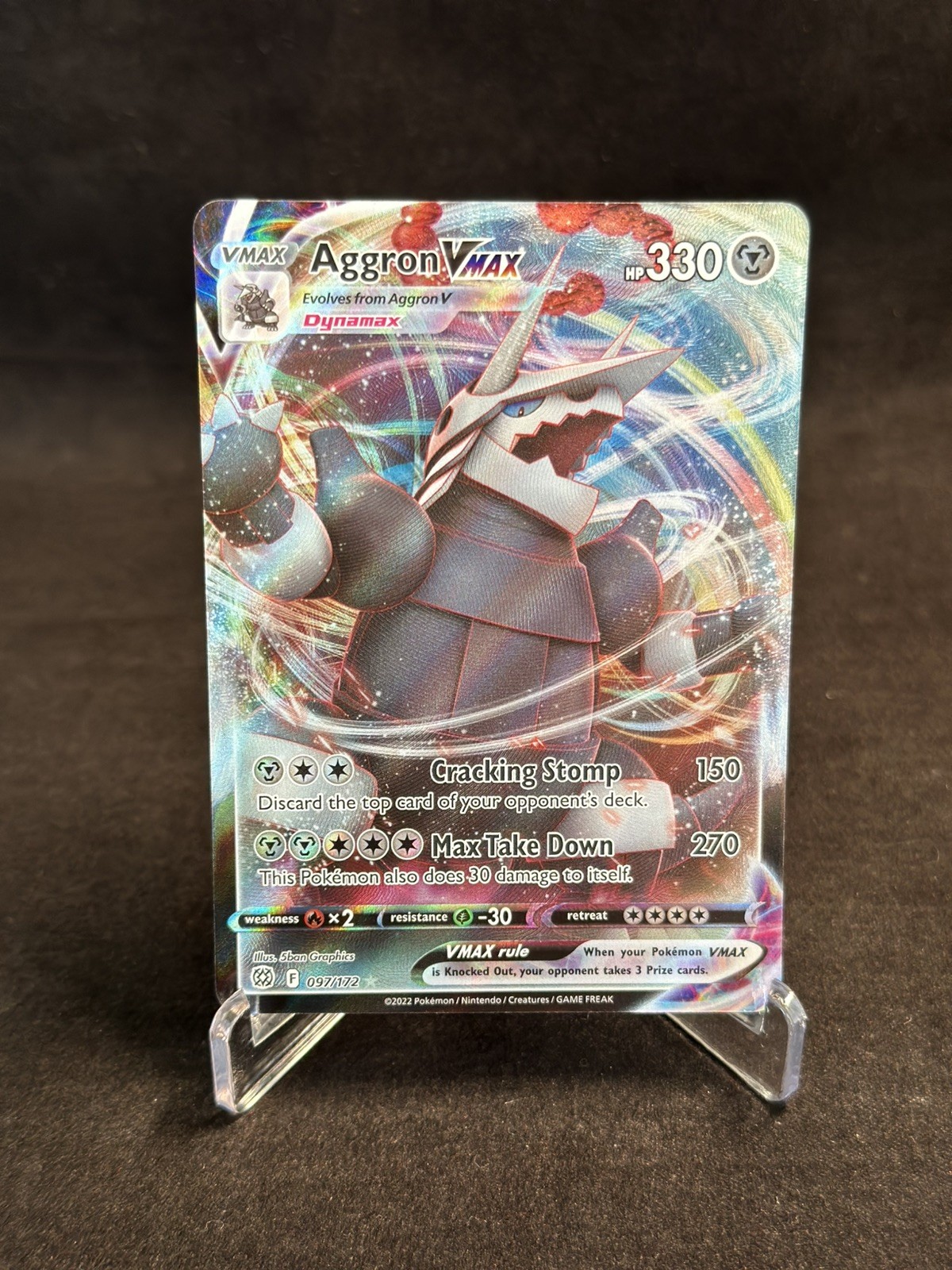 Aggron Vmax 2022 Brilliant Full Art Ultra Rare Holo Pokemon Card 097/172 