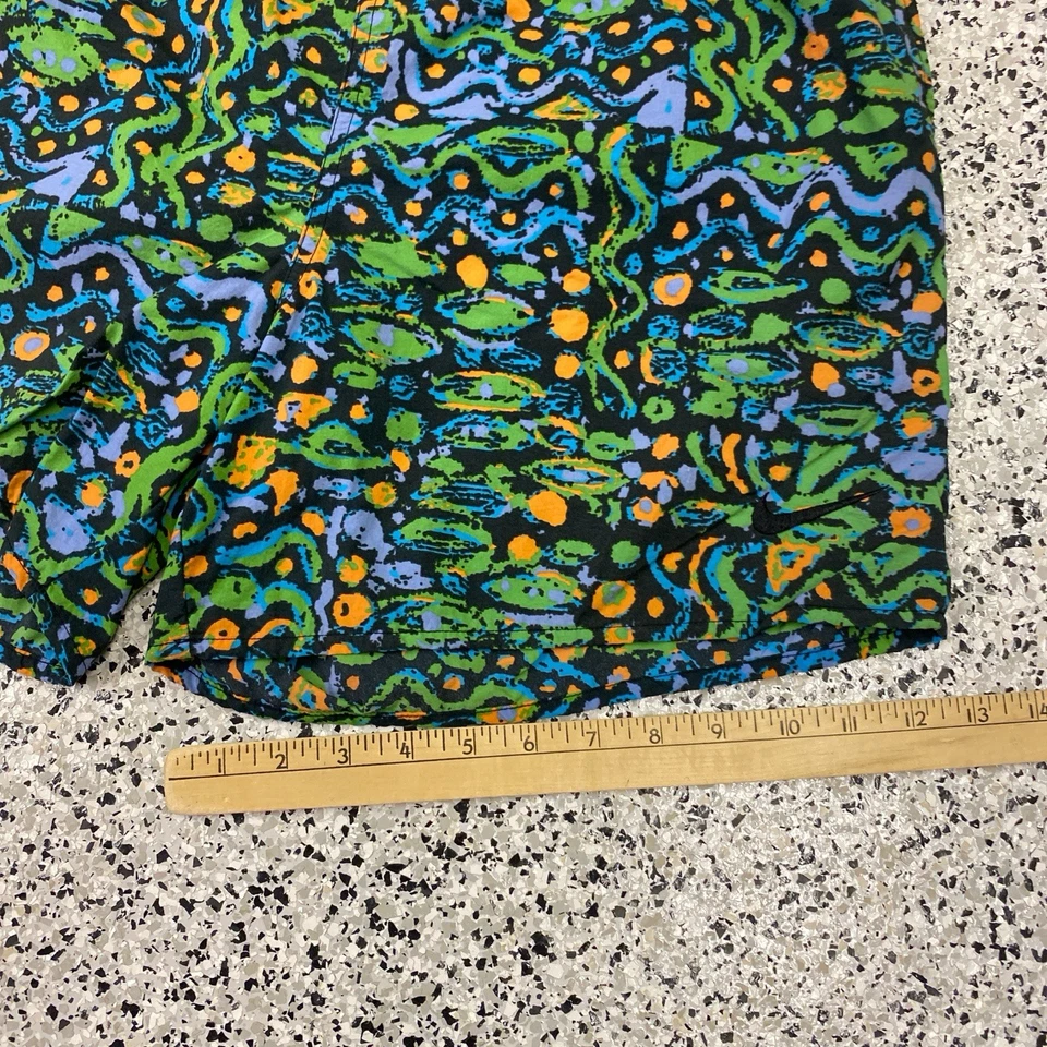 Pantalones Cortos de Natación Nike Vintage Azul Verde Estampado Abstracto Años 80/90 Grandes Foto 3 de 4