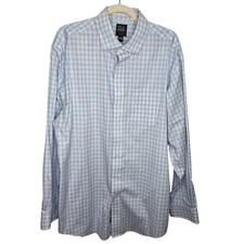 Jos. A. Bank Traveler Men  s Dress Shirt 17-36 Blue White Check Office Classic