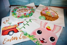 Set/4 Colorful Easter Indoor Decorative Pillow Covers Zipper Closure 18"x18"