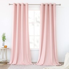 1 Pair Baby Pink Curtain 95 Inches Long for Living Room - Window Treatment Ro...