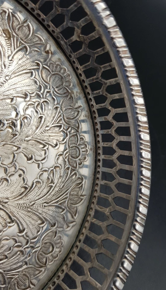 Vintage Viners Alpha Silver Plated Galleried Wine Bottle Coaster fully marked(C) - Image 3 of 4