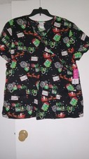 Christmas Happy Holidays Dear Santa Scrubstar Scrub Top With Pockets Size 2XL