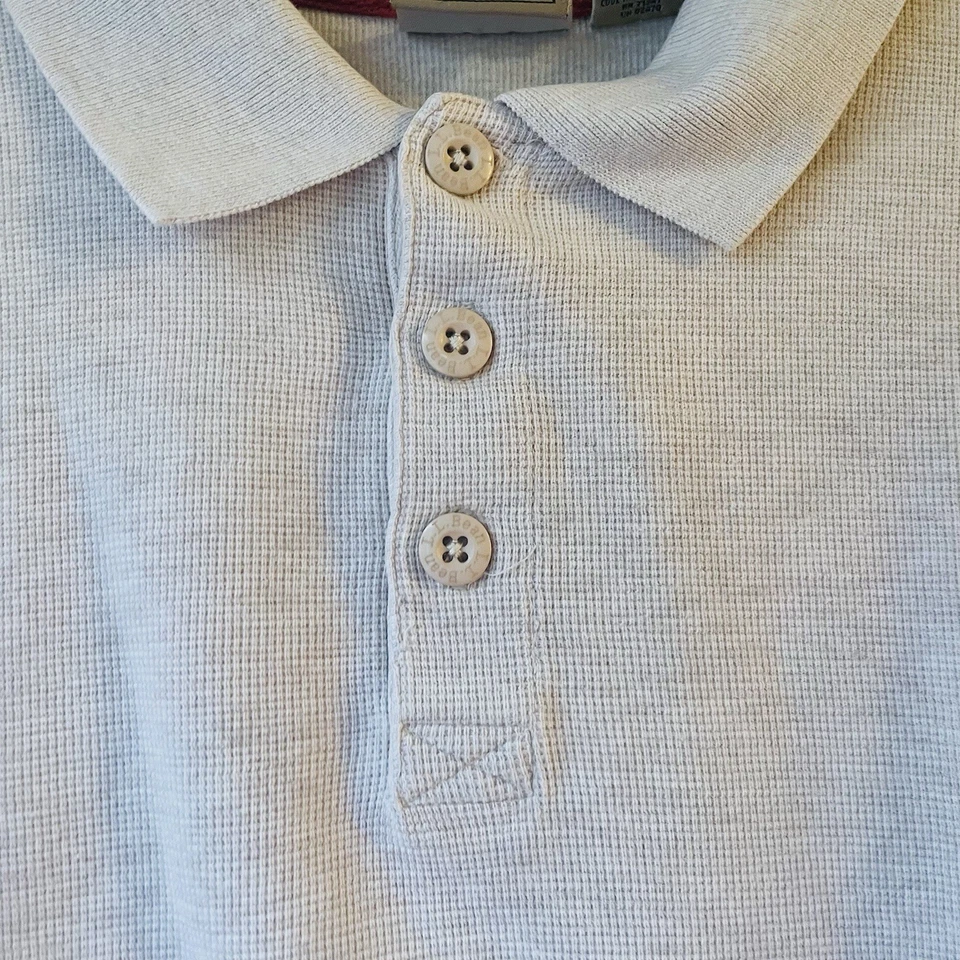 LL Bean мужской большой слоновой кости тепловой рубашка-поло вафли трикотажа Henley длинным рукавом теплый - Изображение 3 из 4