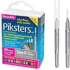 Interdental Brushes Reusable Brushes, Pack of 40 Piksters Size 0