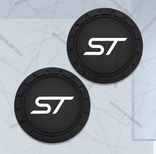 2 X For Ford ST Car Coaster Inserts Waterproof Non-Slip Rubber Mats 7.2cm