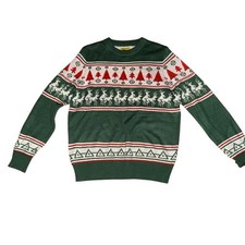 Tipsy Elves Sweater Mens XL Green Ugly Christmas Fair Isle Crew Neck