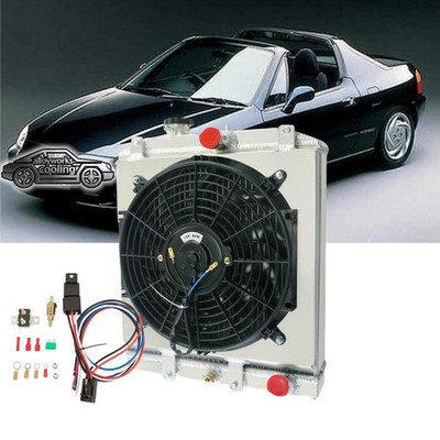 4 Reihe Kühler + Lüfter + Relais Für 92-2000 Honda Civic EK EG /CRX Del Sol DE
