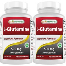 2 Pack Best Naturals L-Glutamine 500 mg 250 Tablets
