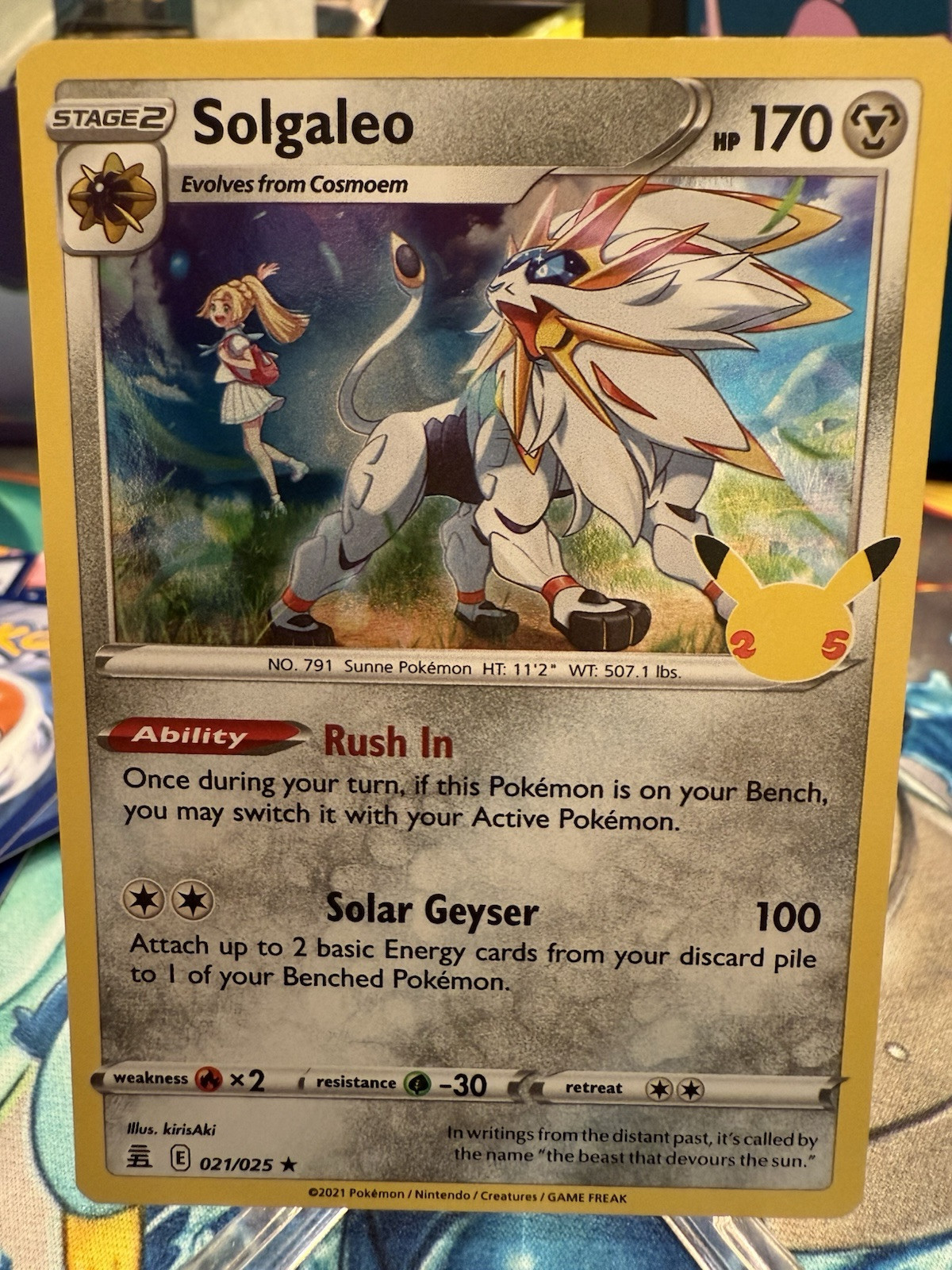 Solgaleo 21/25 25th Anniversary Celebrations Set Holo Rare Pokemon TCG NM