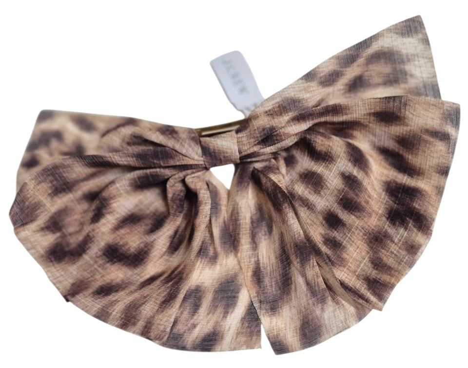 Corredor de pelo con moño transparente J.Crew estampado de leopardo marrón talla única CN690 nuevo con etiqueta Foto 2 de 4