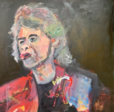 Porträt von Mick Jagger, dem legendären Frontmann der Rolling Stones, Ölmalerei 