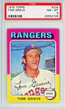 1975 Topps Tom Grieve baseball card, graded NM-MT 8, #234 in the set Rangers