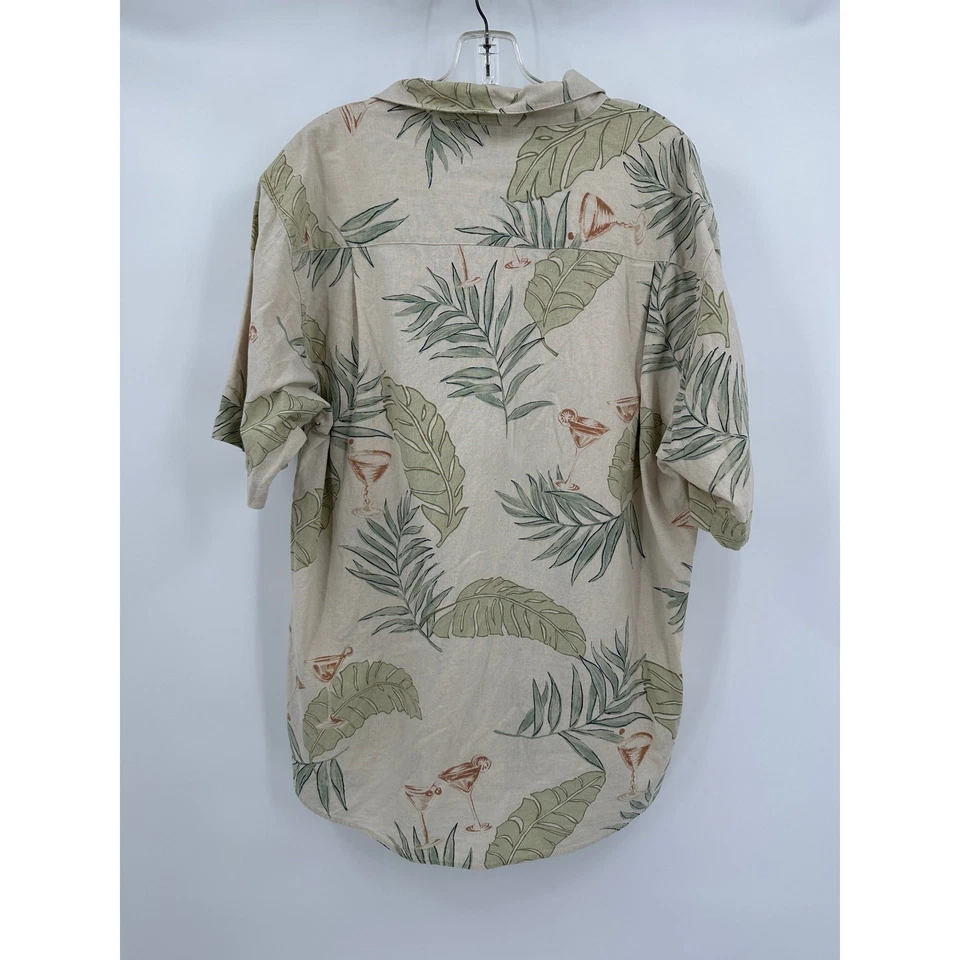 Half Moon Bay Mens Hawaiian Shirt Size XL Palm Leaf Silk Blend Resort Cruise - Image 2 of 4
