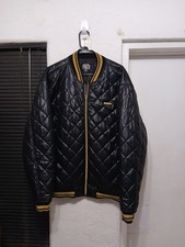 South Pole Quilted Jacket Men XL Black Gold Puffer Flight/bomber Streetwear Y2K