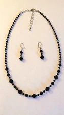 Vintage Estate Find Onyx Crystal Necklace & Earing Set!
