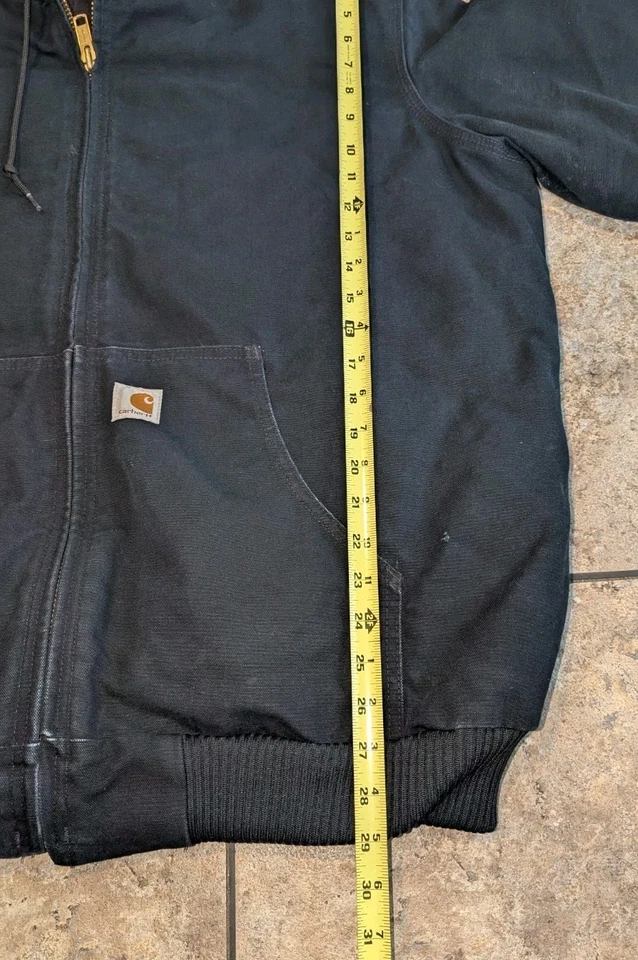 VTG Y2K Carhartt J140 BLK Full Zip Hooded Work Wear Jacket Men’s Size XL - Tall - Image 2 of 4