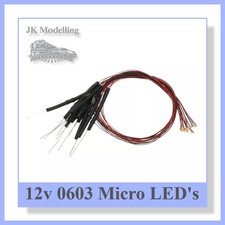 Micro 0603  12v LED's - Pre-Wired with 12v Resistor in 5 Colours