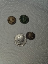 Old Glazed Clay Marbles Lot of 3 Green Brown Mottled Estate Collection