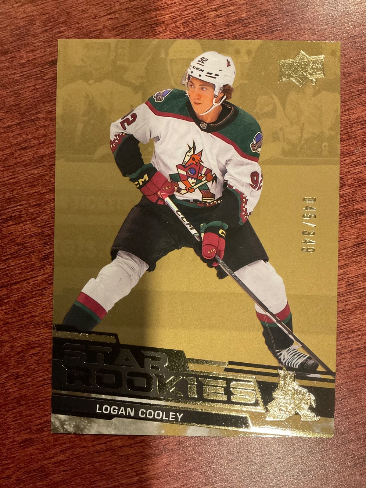 2023-24 Upper Deck Star Rookies #3 Logan Cooley Gold #/349 Utah Mammoth