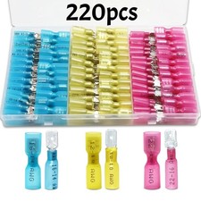 220x Waterproof Heat Shrink Spade Wire Connectors Electrical Terminals Crimp kit