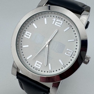 Kimball Midwest Quartz Watch Men Silver Faux Leather Japan Analog New Battery