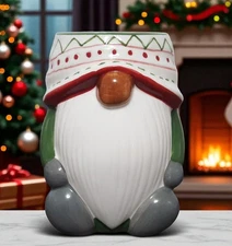 Pottery Barn Figural Ceramic Festive Gnome Mug 15 OZ Earthenware Christmas 