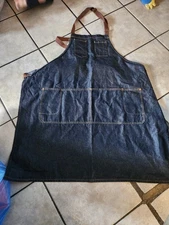 Chef Works AB035IBL0 Indigo Blue Denim Memphis Bib Apron 100% Cotton NWT