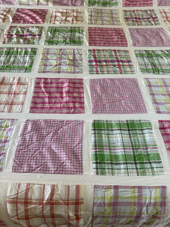 EDREDÓN A CUADROS NAUTICA COMPLETO/QUEEN PATCHWORK Y 2 FUNDAS ROSAS VERDE MULTICOLOR Foto 4 de 4