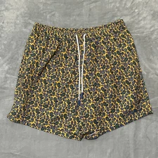 E Marinella Napoli Swim Trunks Mens Yellow Paisley Print Drawstring Mesh Lined
