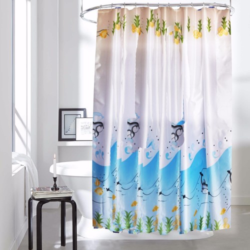 Shower Curtain Surface Coated 100% Polyester Fabric Waterproof Anti-Mildew - Picture 14 of 15